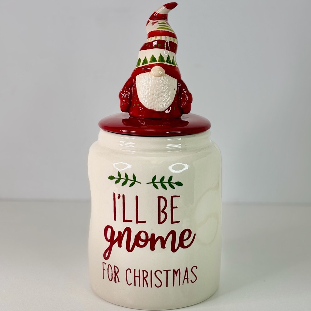 Ceramic Cookie Jar I’ll Be Gnome For Christmas 12” New